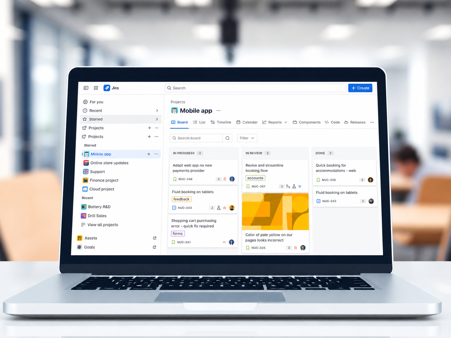 Board Jira com colunas, demandas e filtros para gestão de demandas